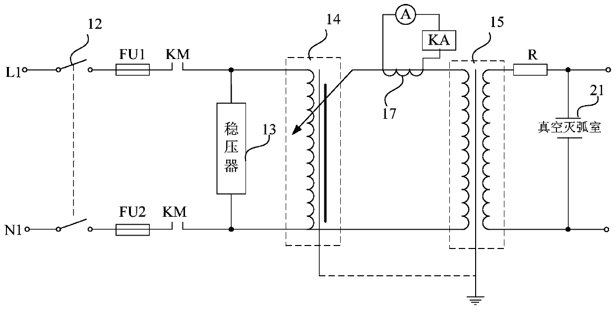 Power frequency withstand voltage detection device and method for vacuum arc-extinguishing chamber