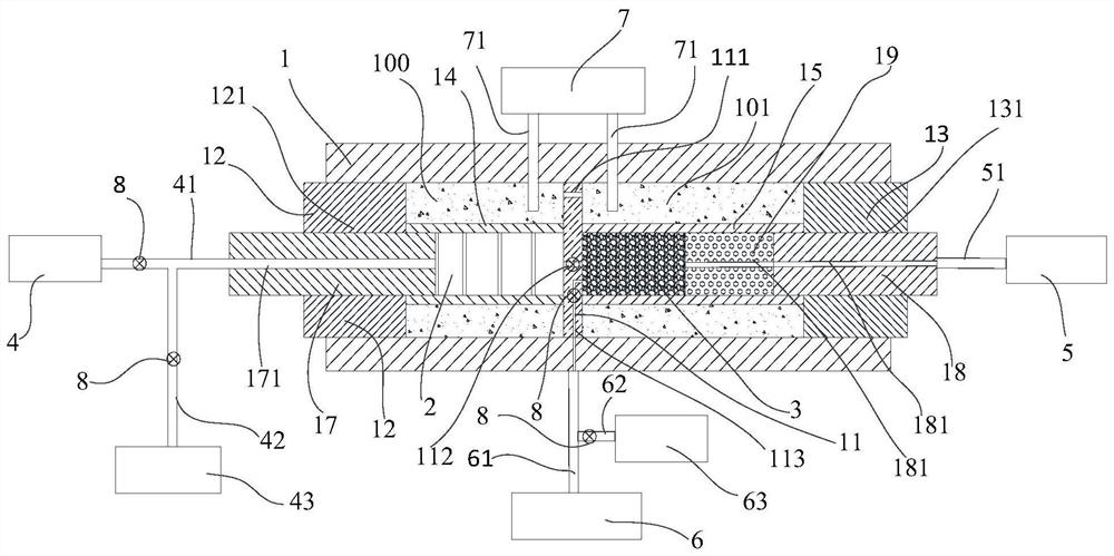 Rock core holder and molecular diffusion coefficient testing system and method