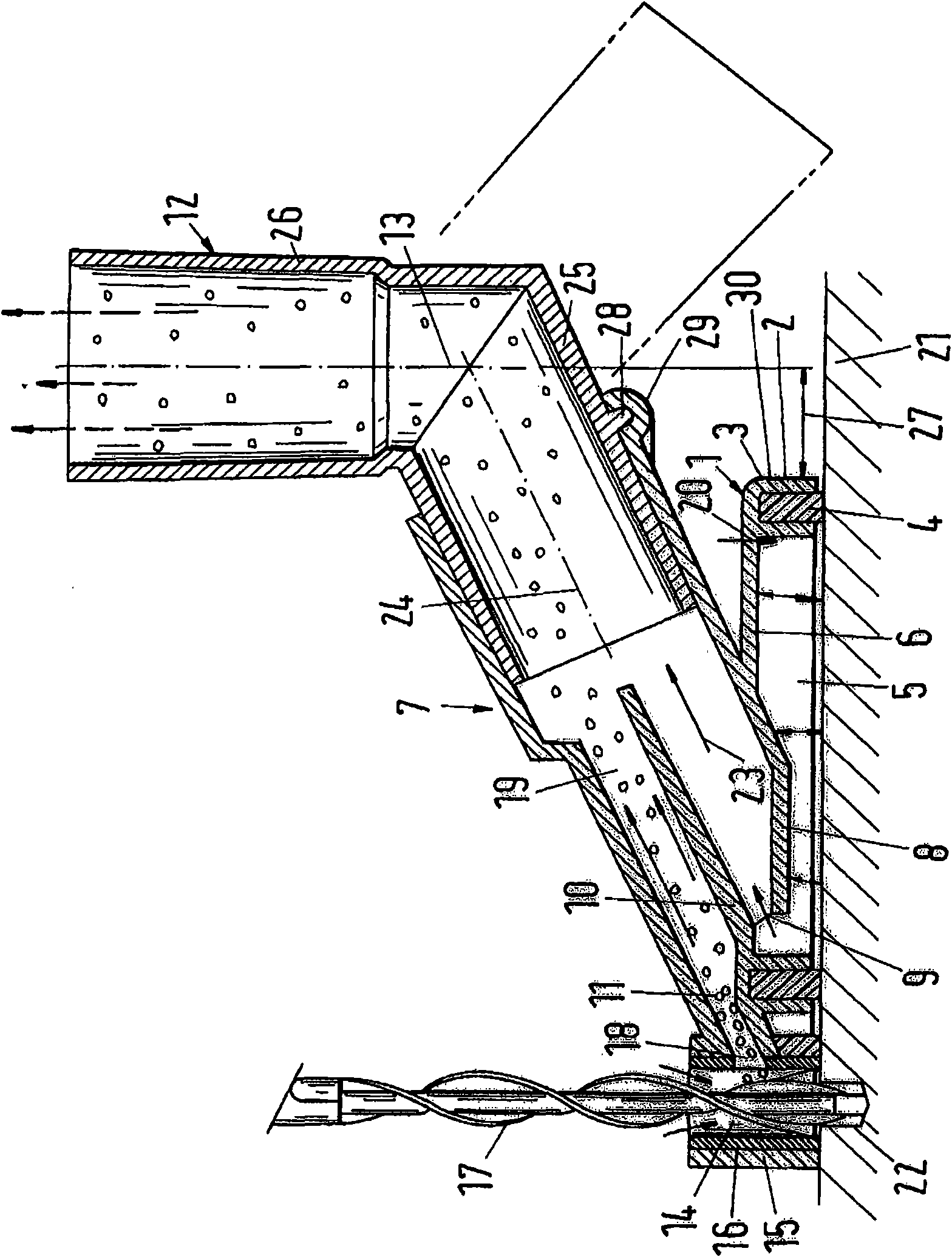 Device for vacuuming away drilled material when drilling with a drill in masonry and similar