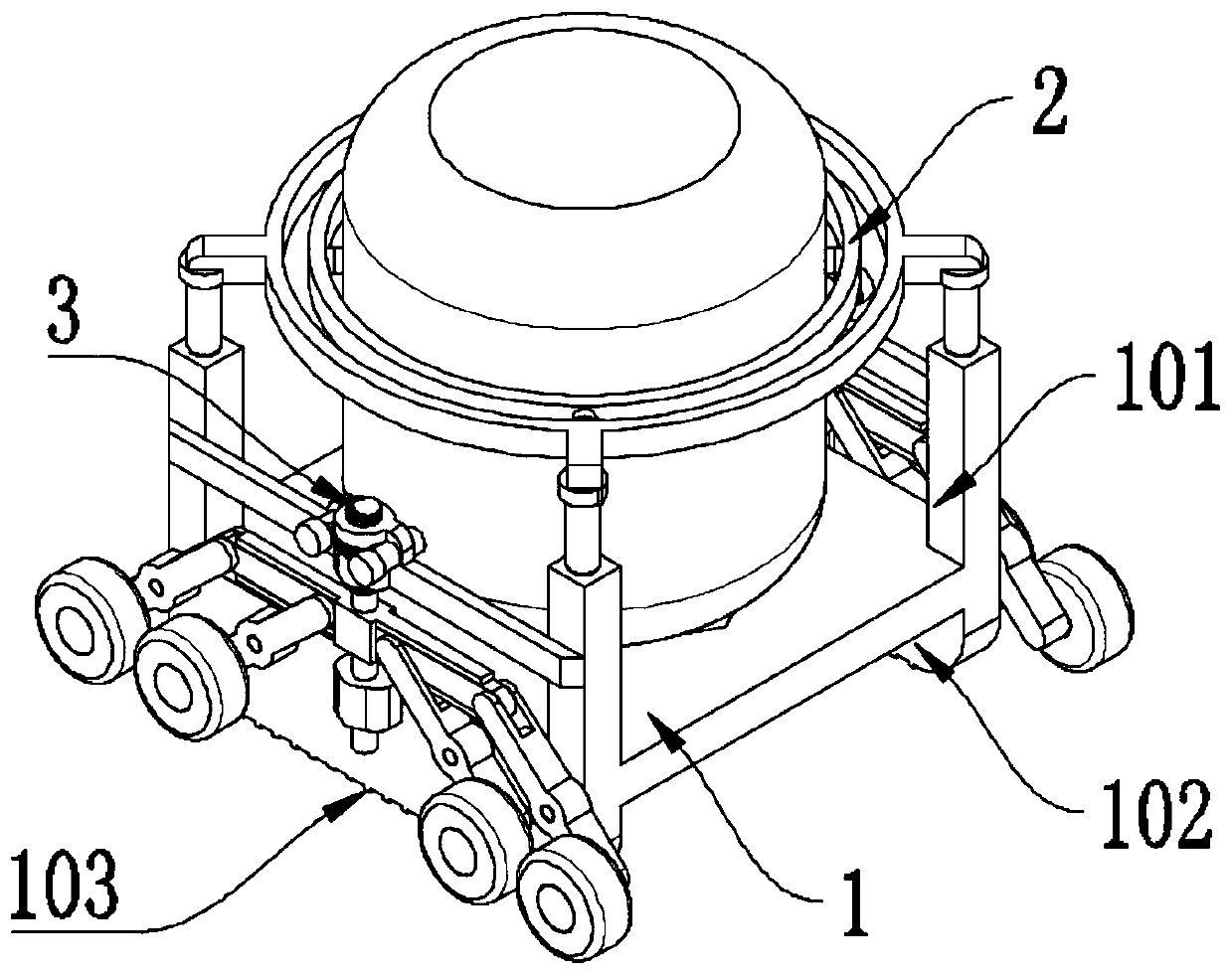 Convenient-to-stably-move chemical storage tank