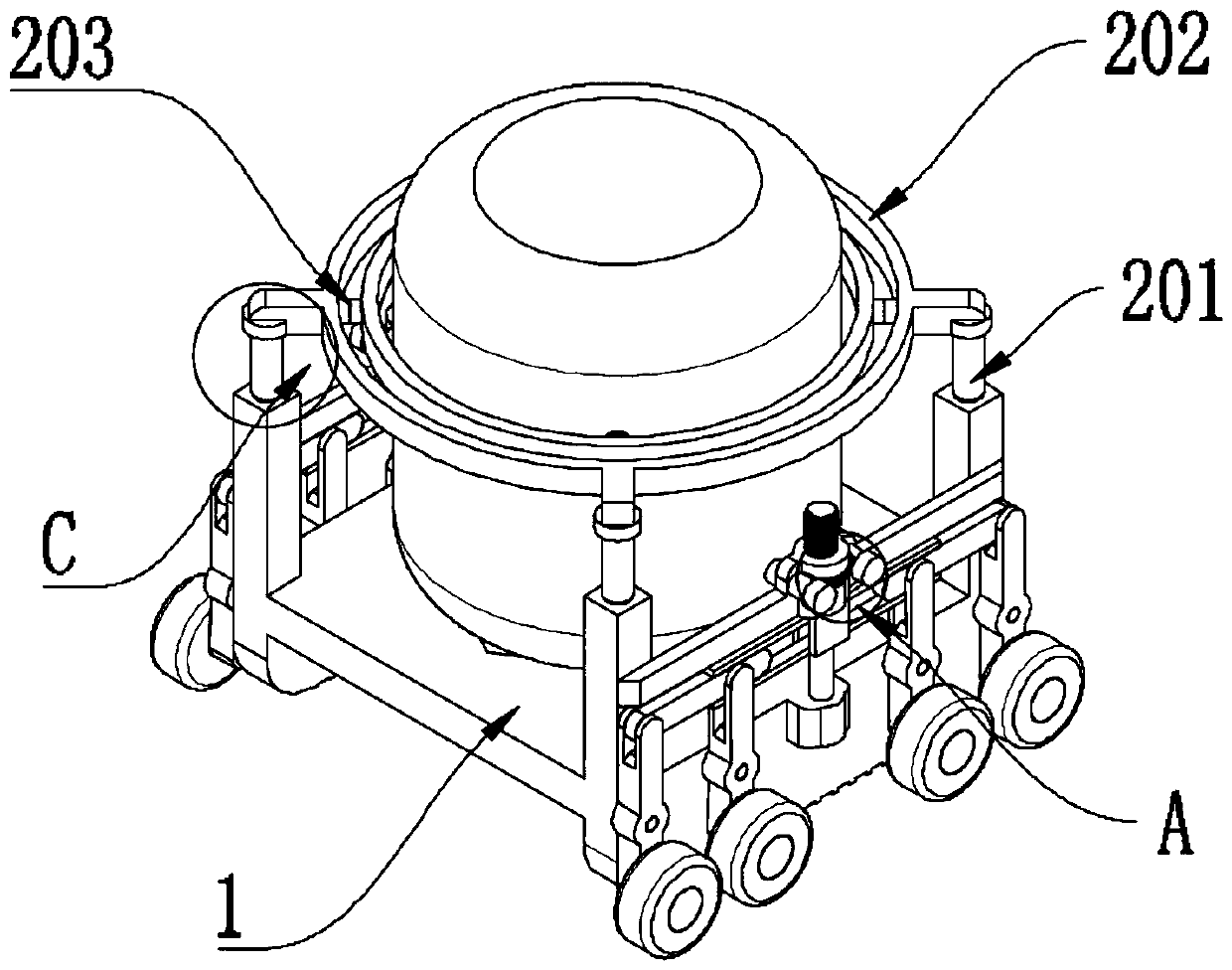 Convenient-to-stably-move chemical storage tank