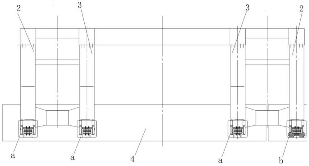 A walking structure that satisfies the small curve passage of maglev vehicles