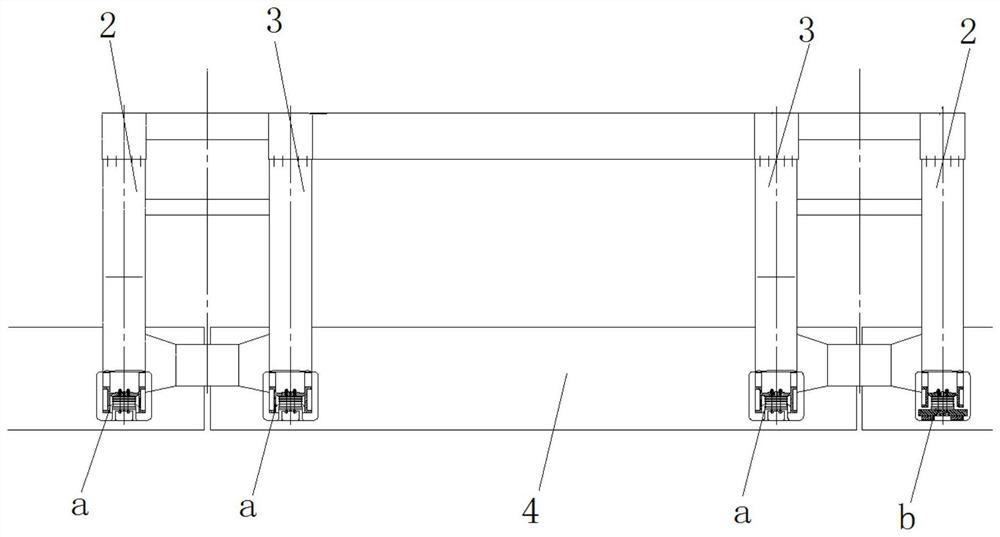 A walking structure that satisfies the small curve passage of maglev vehicles