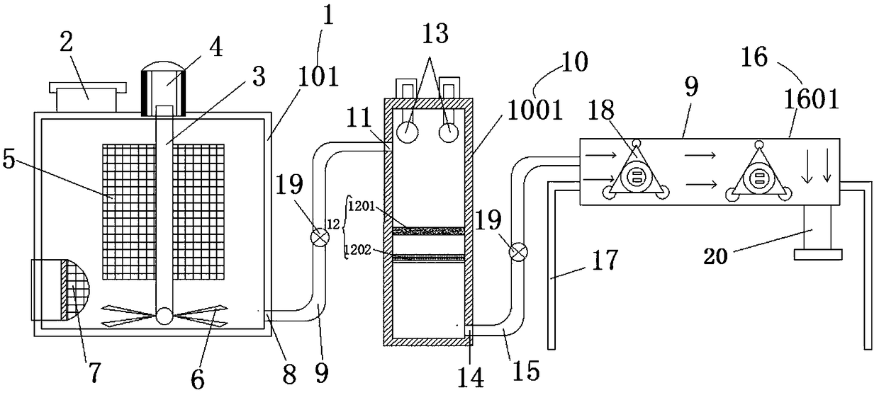 Multi-layer filtering device for sewage treatment after waste paper product cleaning