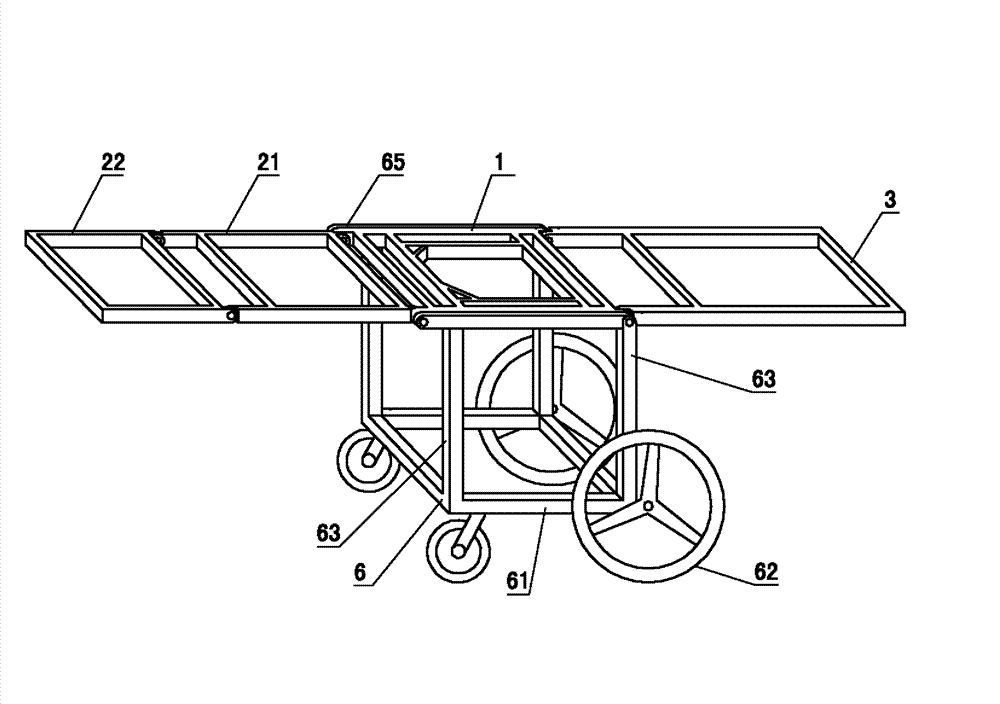 Combined turnover method of reclining wheelchair and bed block, and multifunctional health-care wheelchair bed