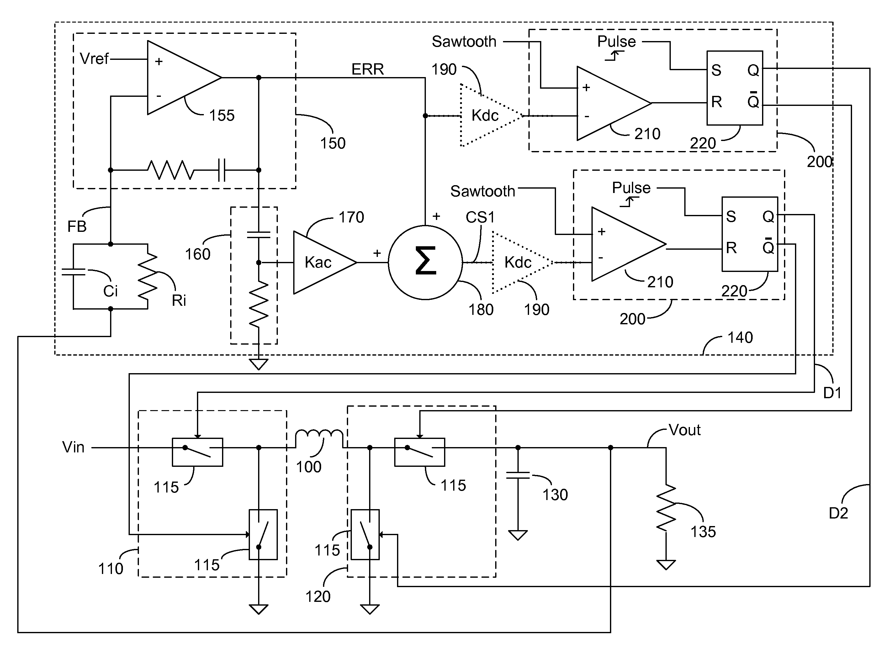 Method and apparatus for modifying right half-plane zero in a cascaded dc-dc buck-boost converter