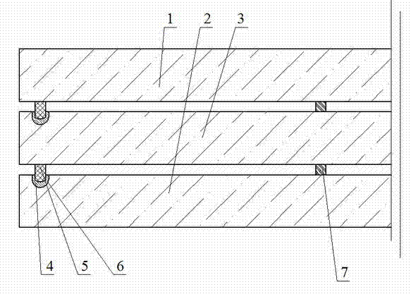 Glass-welded plain double-vacuum-layer glass provided with edges sealed by sealing grooves and manufacturing method thereof