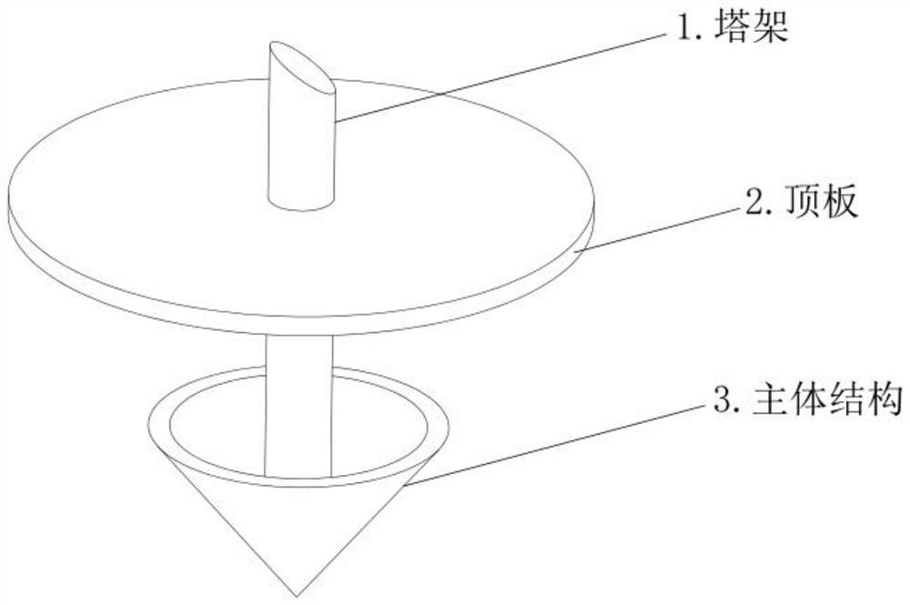 Reinforced concrete self-sinking umbrella-shaped mud flat wind power foundation and mounting method thereof