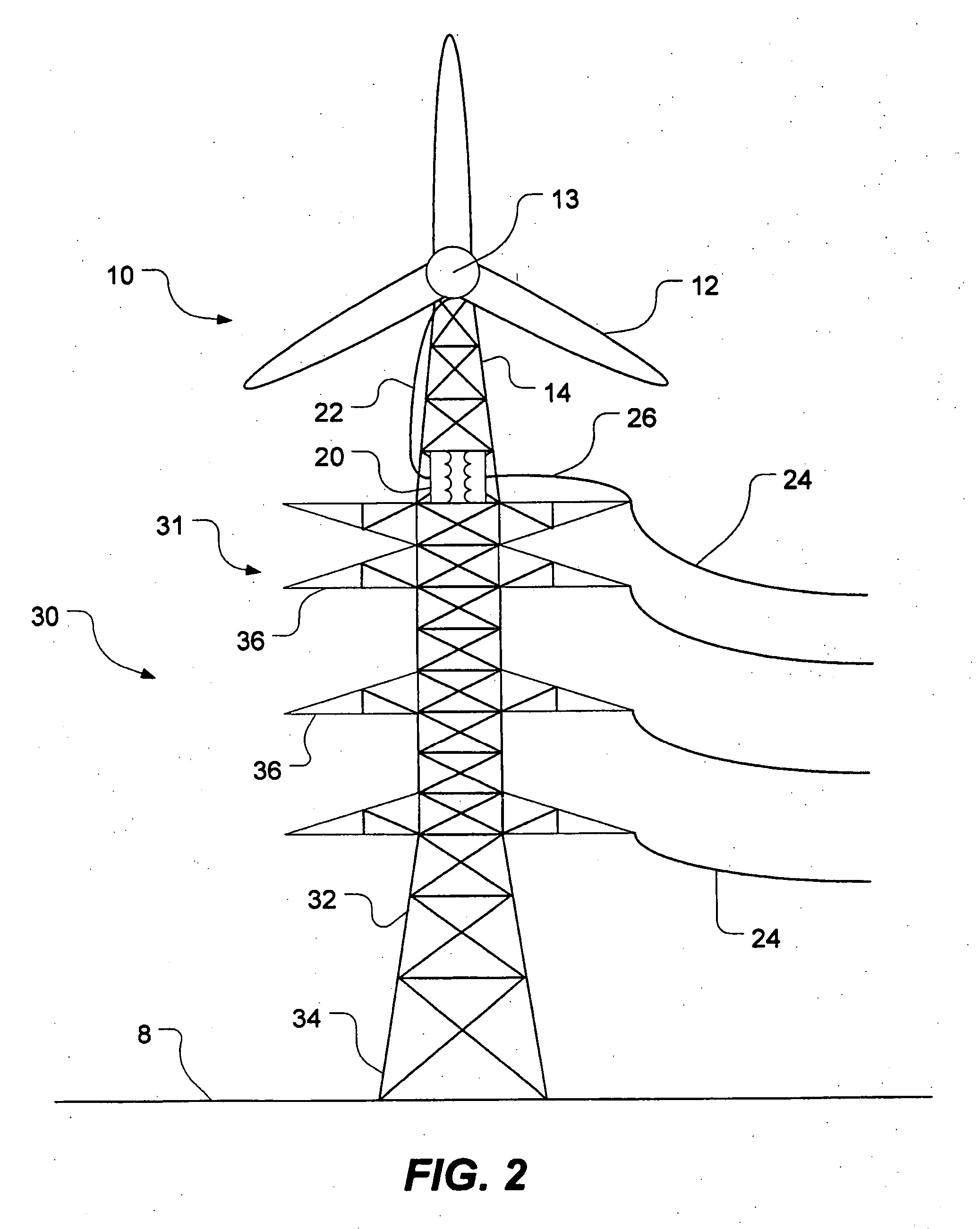 Wind turbine mounted on power transmission tower