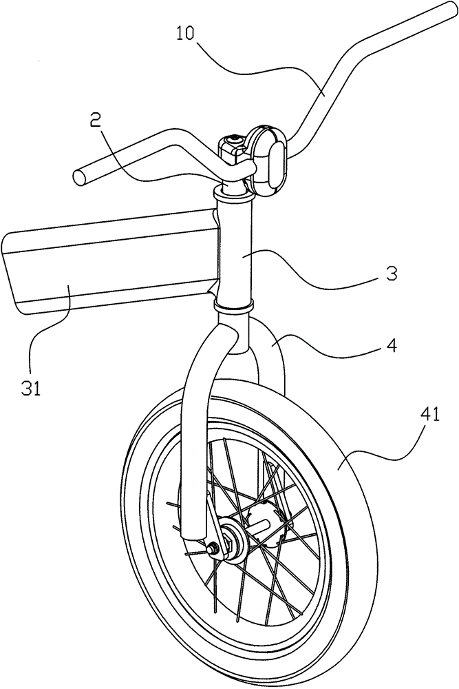 Connection mechanism between the handlebar and the front of the car