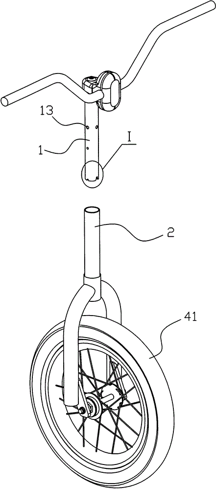 Connection mechanism between the handlebar and the front of the car