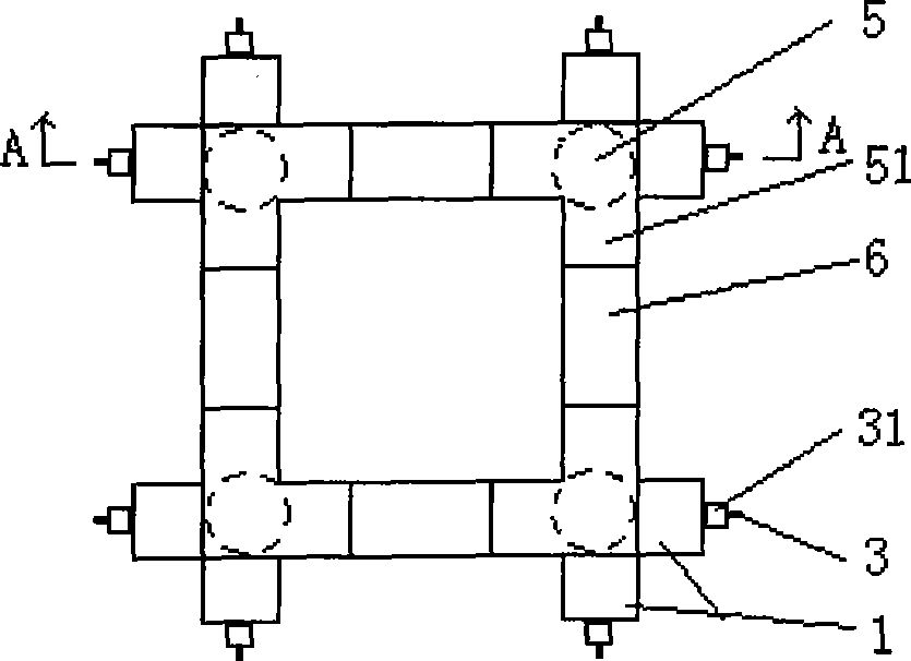 Building combined type foundation, collar beam and combined frame composed of foundation and collar beam