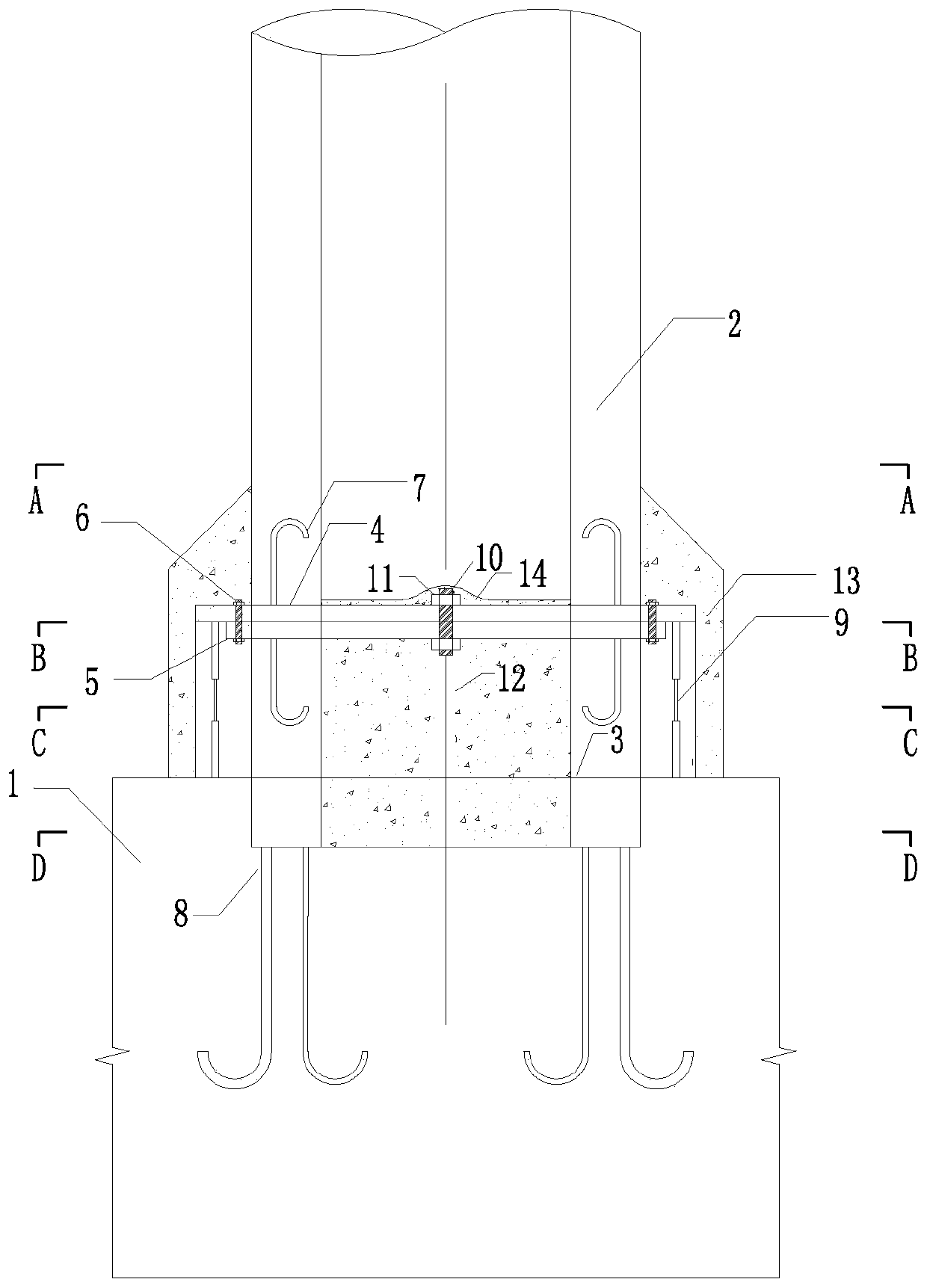 Connecting mode and structure of reinforced concrete hollow pipe pier joints based on steel plate connection