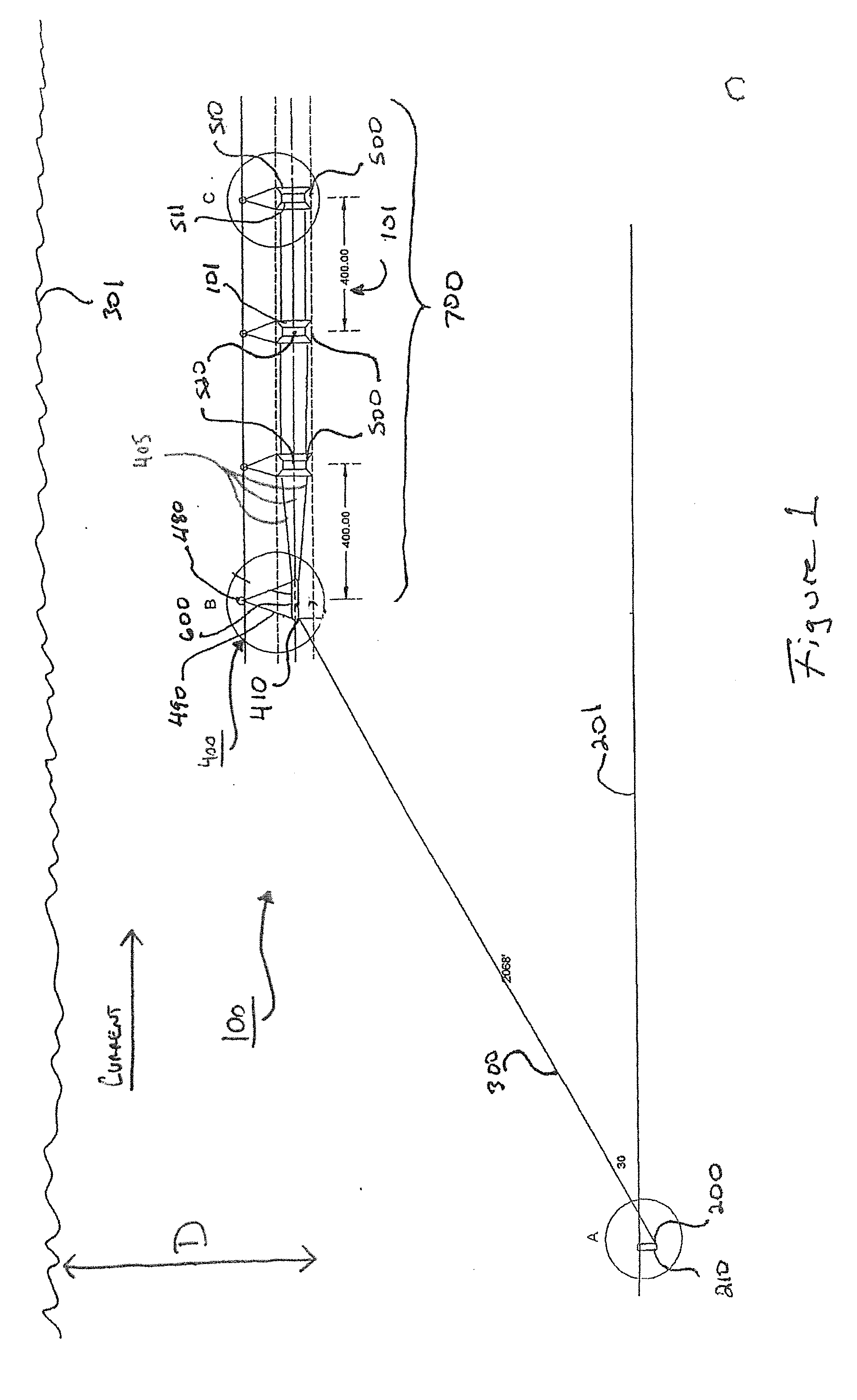Offshore hydroelectric turbine assembly and method