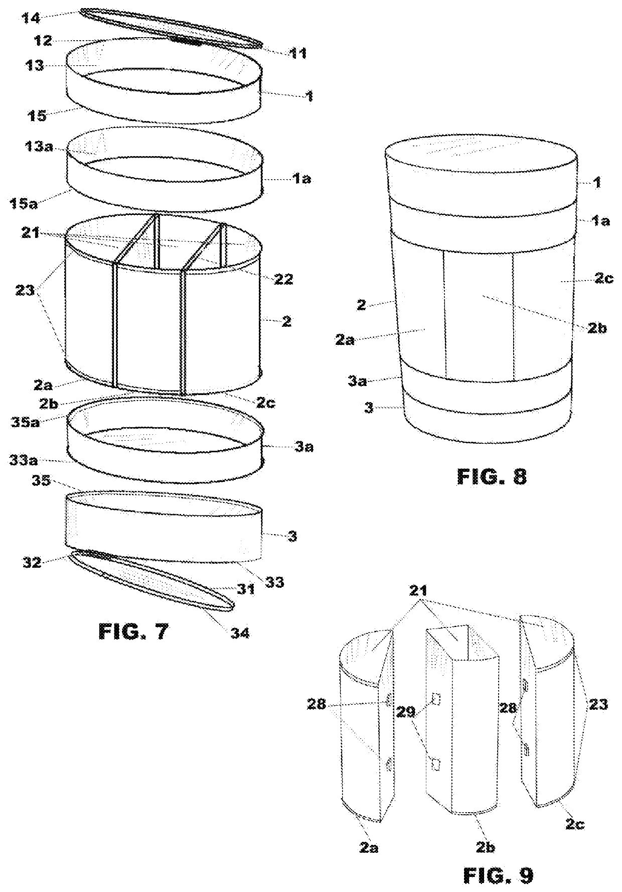 Multi-layer multi-compartment cosmetic and personal items container for holding both flat and tall items