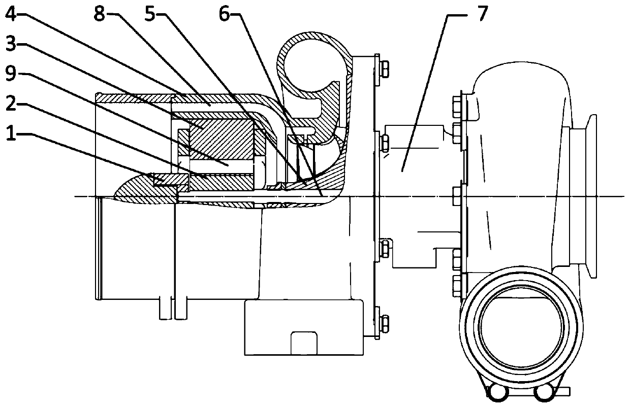 Electric auxiliary supercharger structure based on duct-air gap air intake