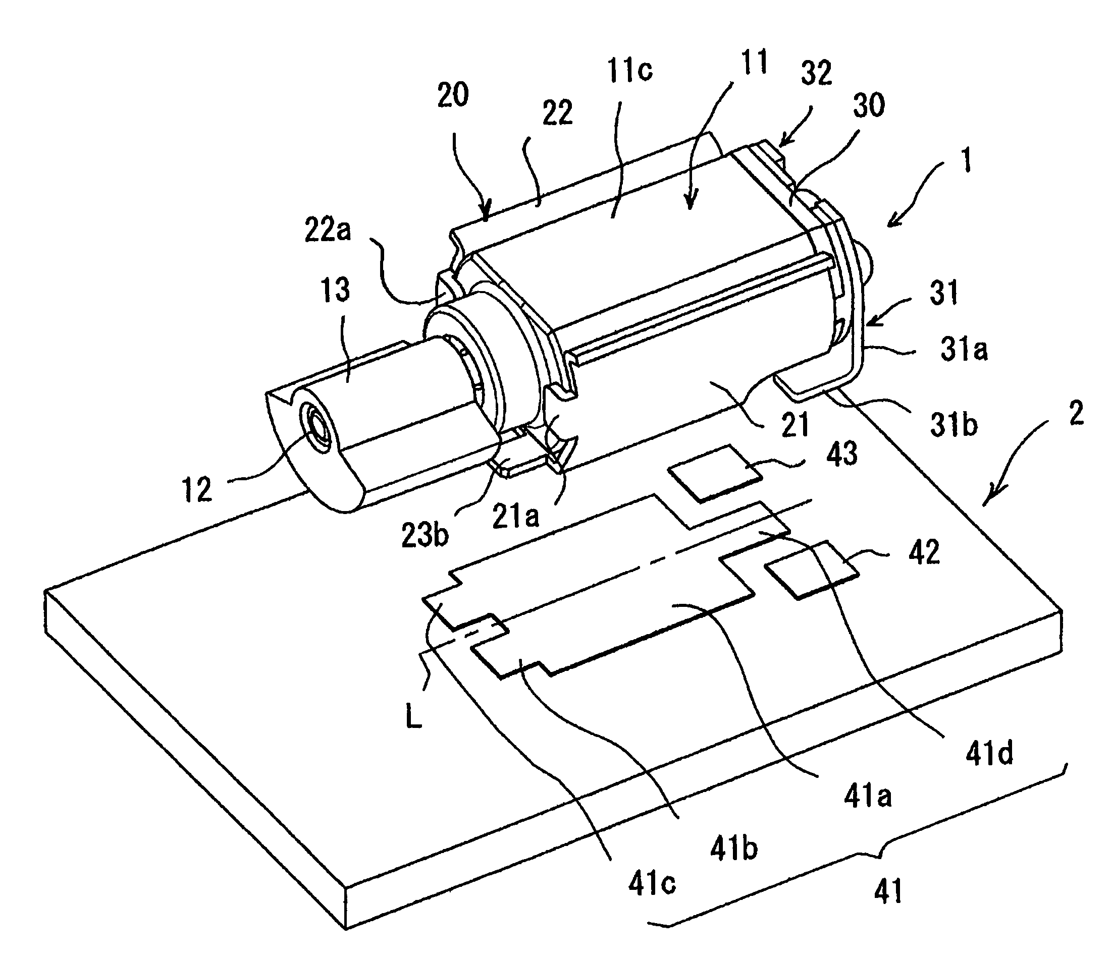 Board mounted structure of vibration motor