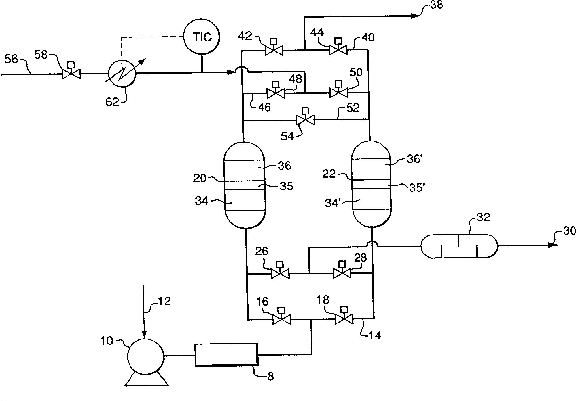 Process of absorbing detal gas from row material air flow