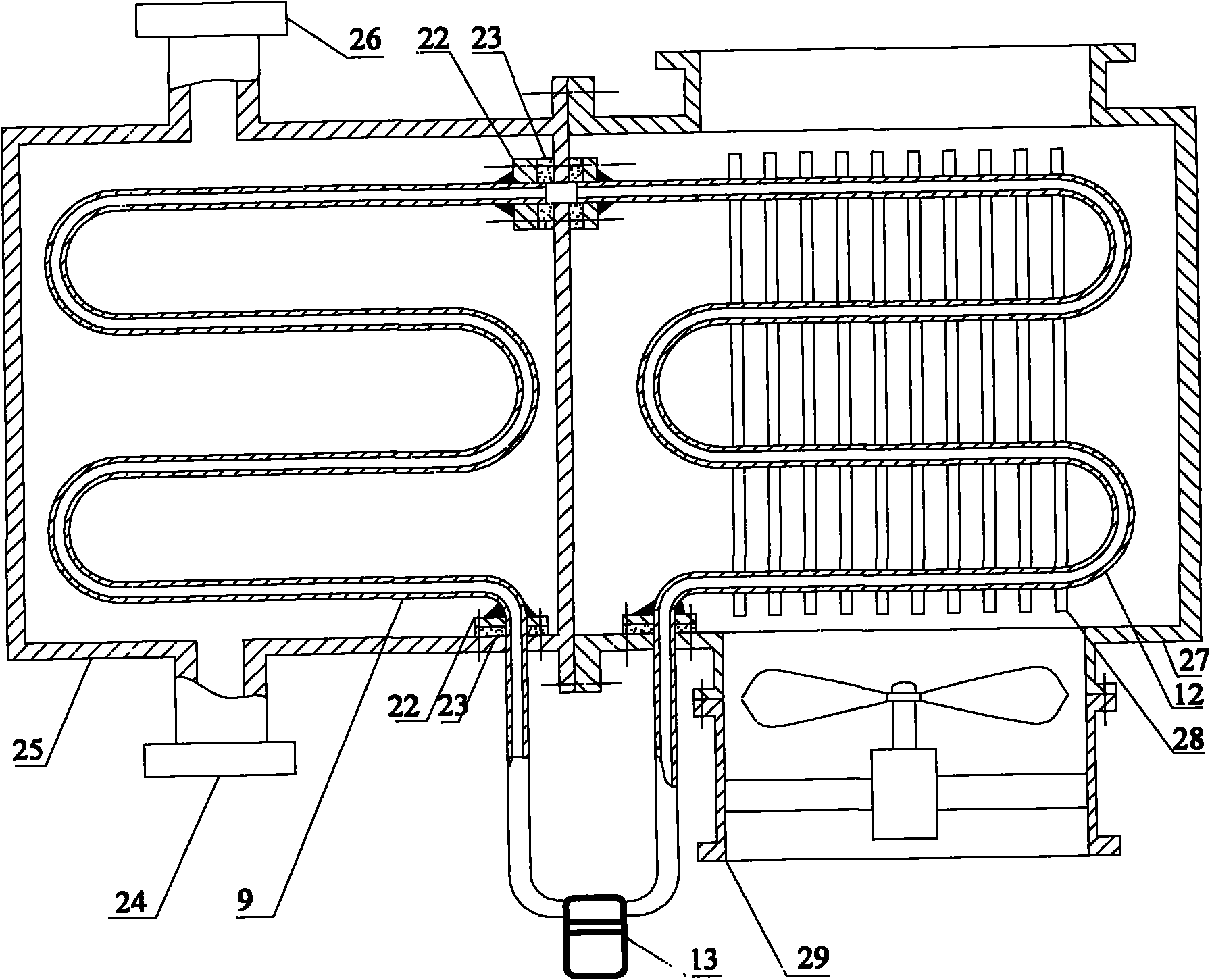 Lubricating oil cooling device of single-stage high-speed centrifugal fan
