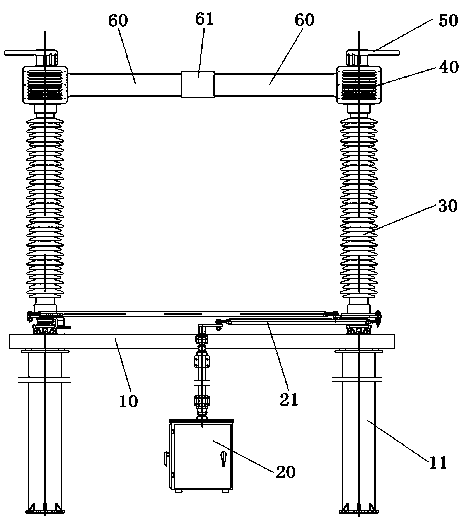 Double-column horizontal rotation type isolation switch and wiring assembly