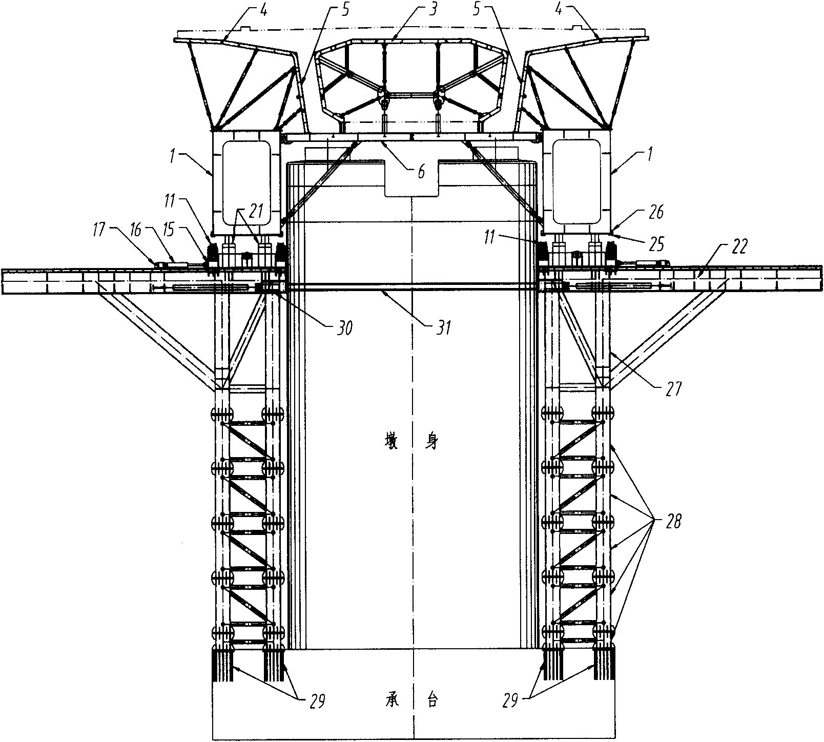 Downlink movable mould frame and walking method thereof
