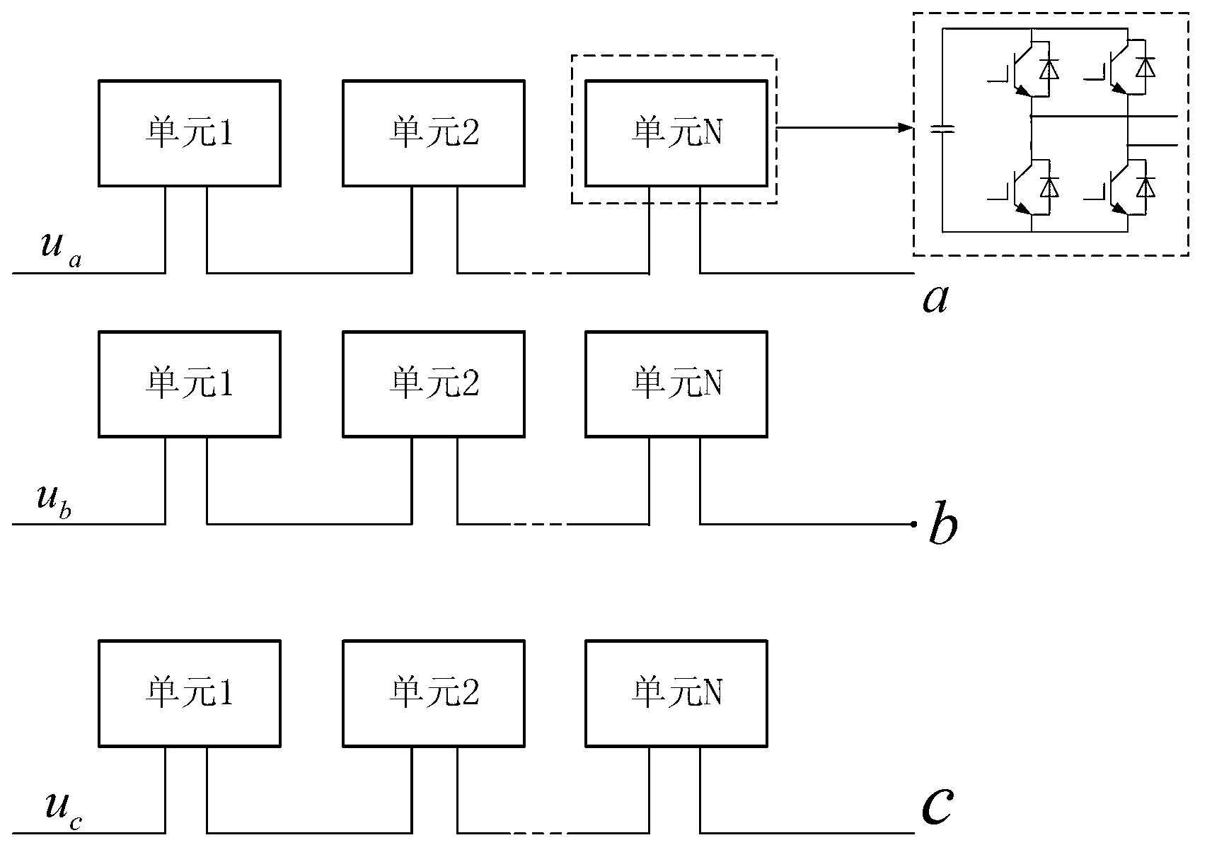 Novel topological structure voltage source type inverter and adjusting method