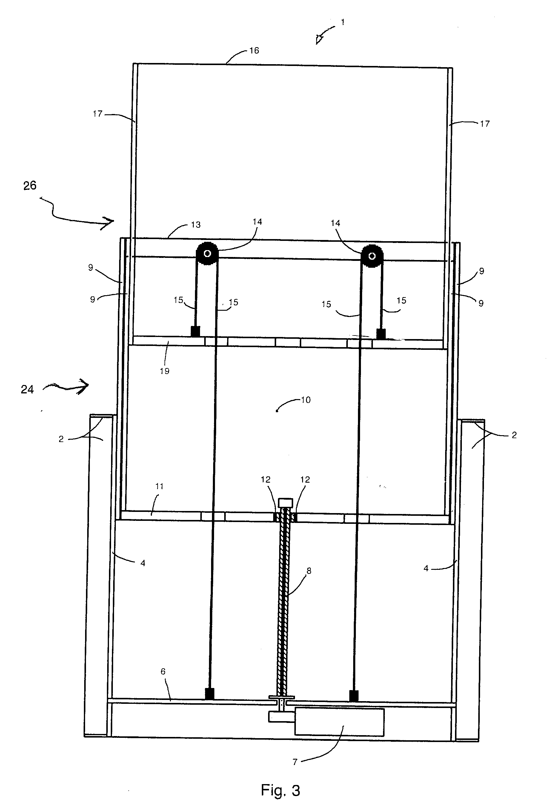 Lifting device for a display