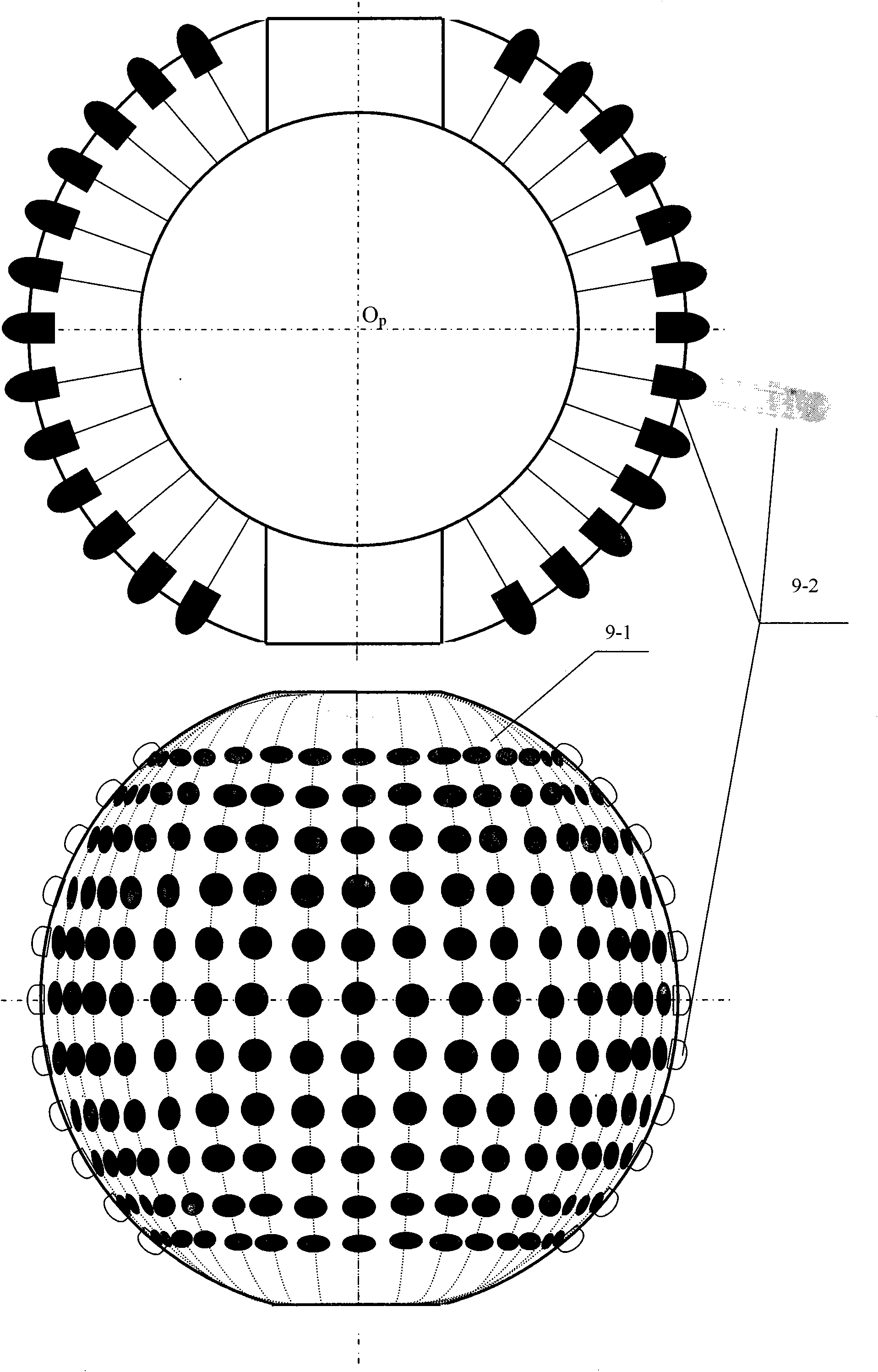 Color panoramic projective light source for initiative three-dimensional panoramic vision