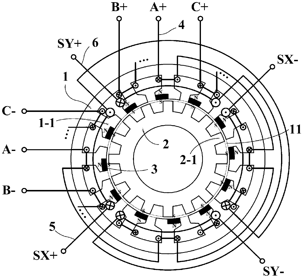 Consequent-pole permanent magnet biased bearingless doubly salient motor and control method thereof