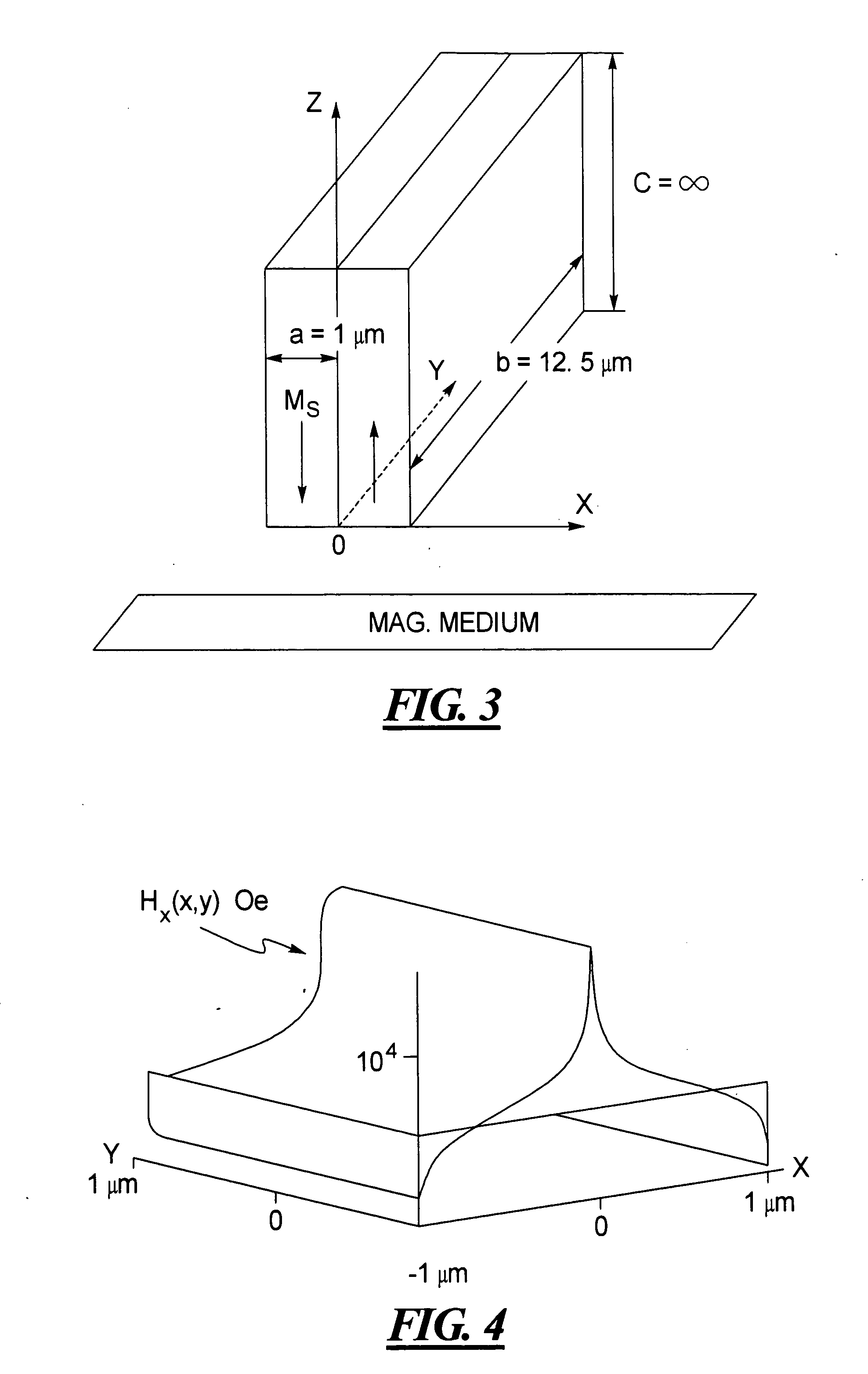 Magnetic recording head and method for high coercivity media, employing concentrated stray magnetic fields