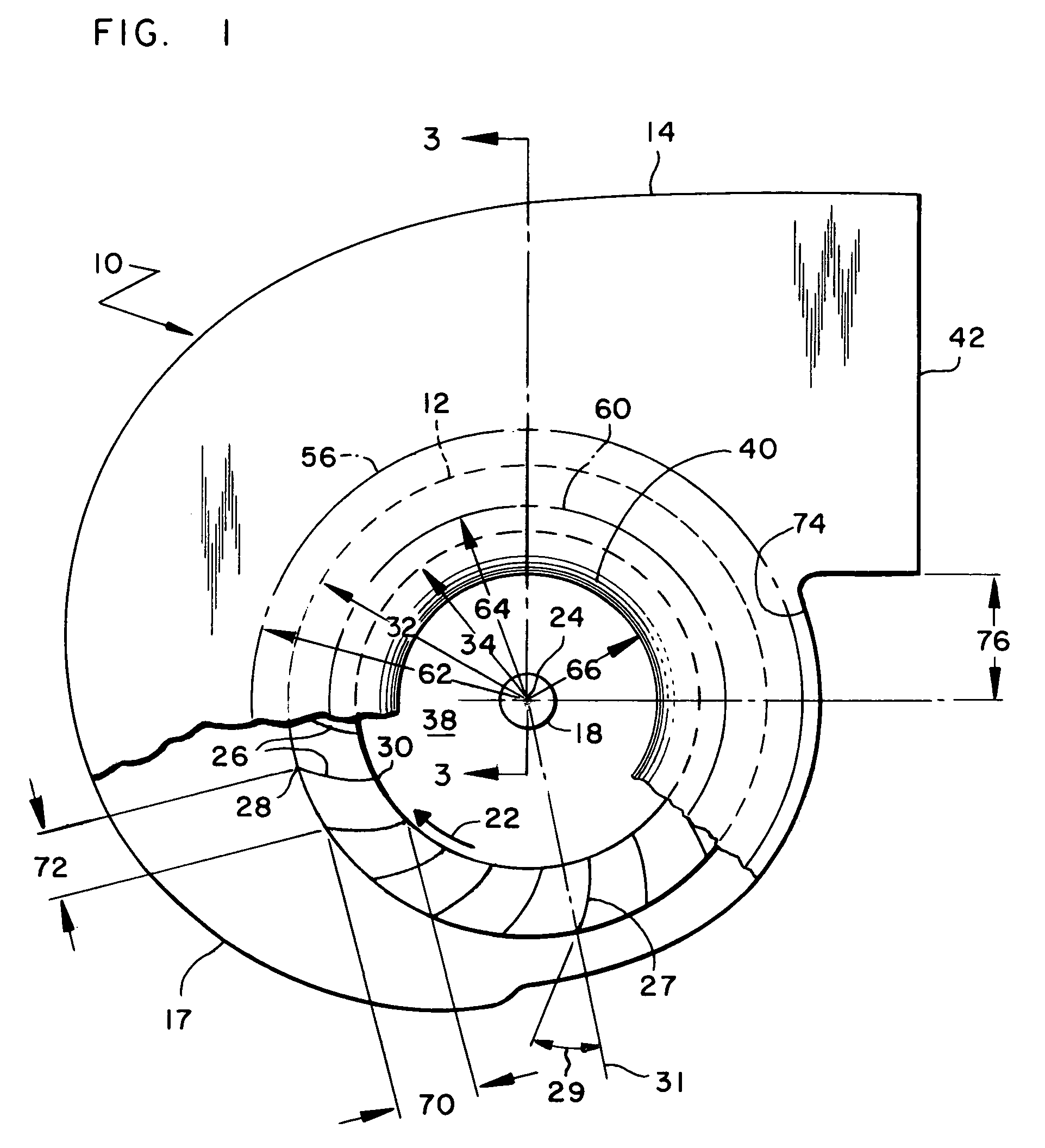 Fan inlet and housing for a centrifugal blower whose impeller has forward curved fan blades