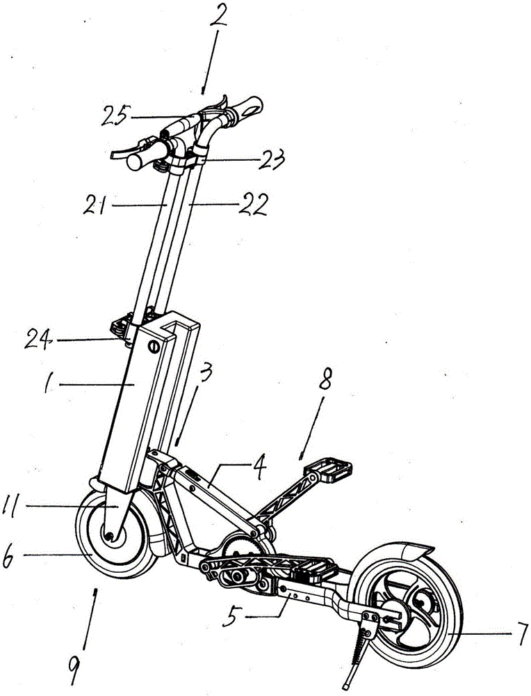 Folding suspension-type electric pedal bike with quick telescopic handle