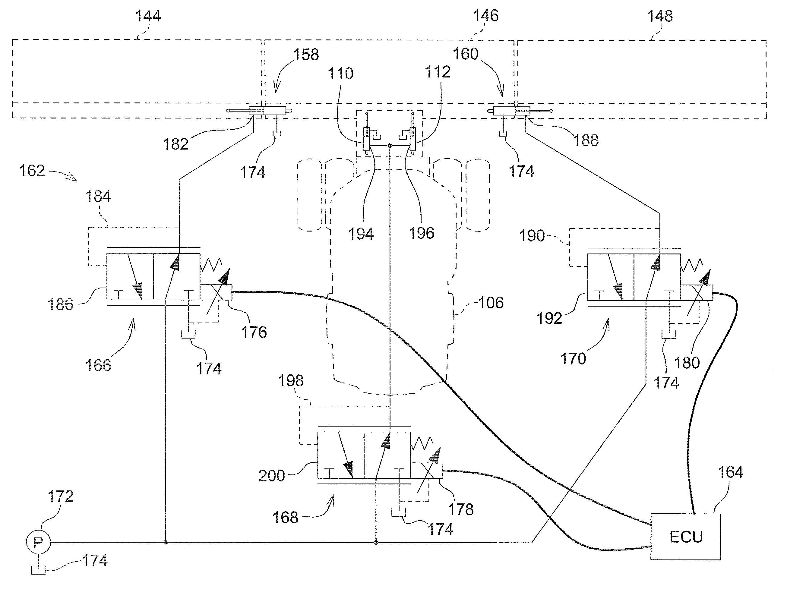 Articulated harvesting head ground force control circuit