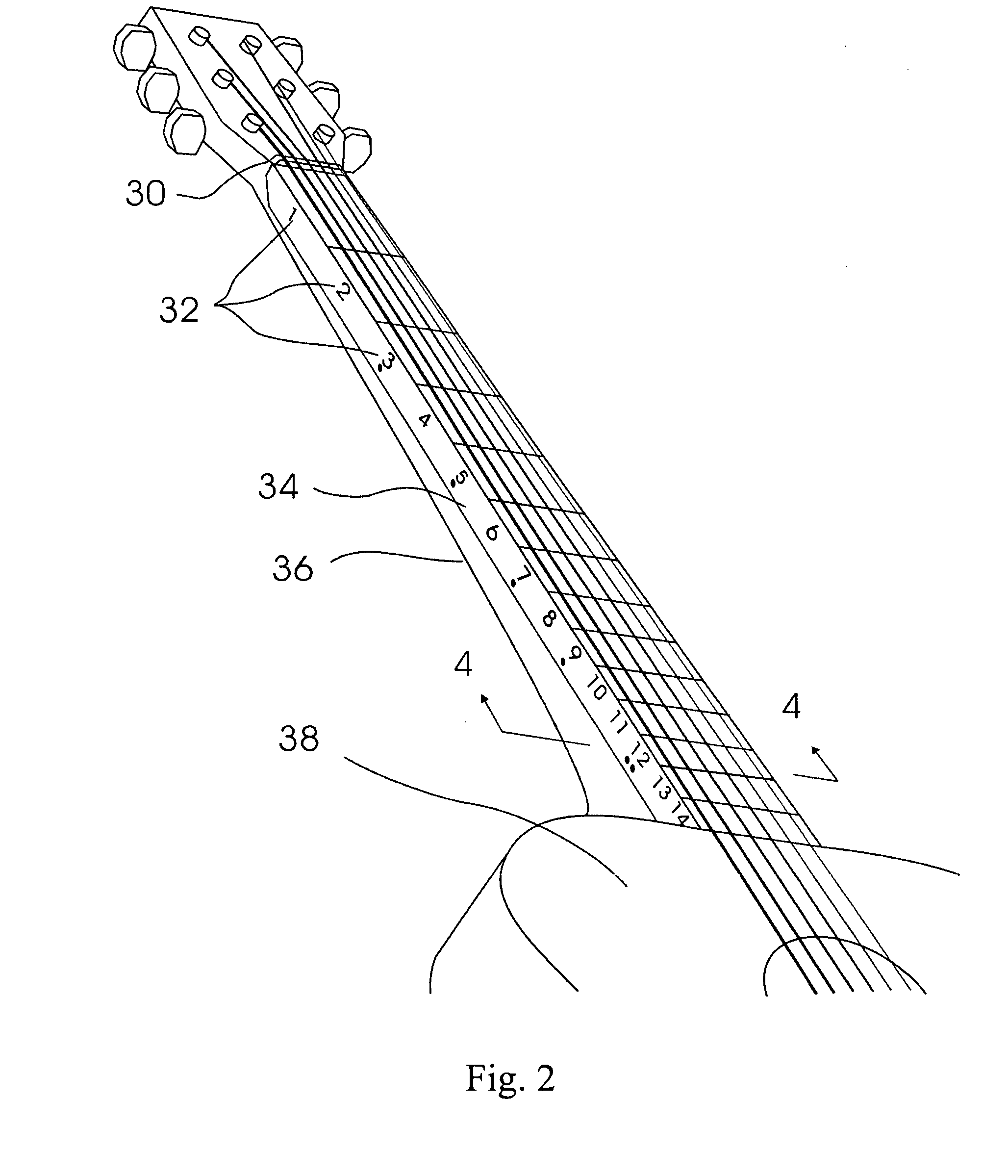 Stringed instrument learning and teaching method, music notation system, and corresponding visual aid