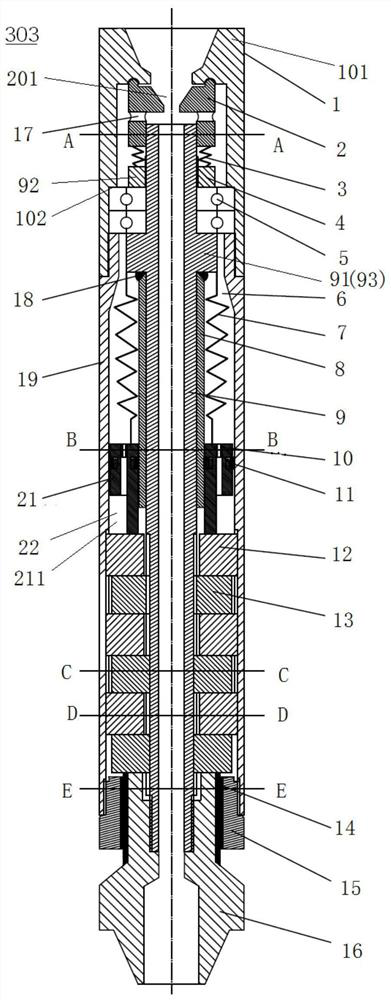 Automatic reactive torque balancing device for screw drill, drilling pipe string and method