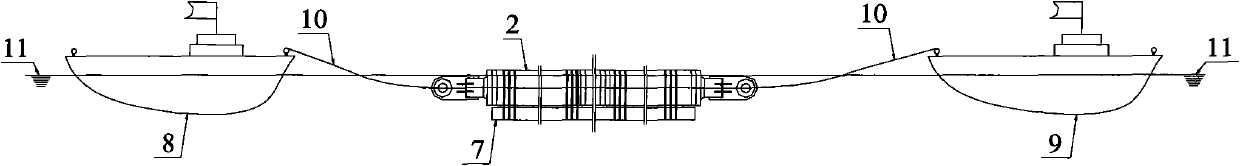 Bound floating pipeline towing pipe method process