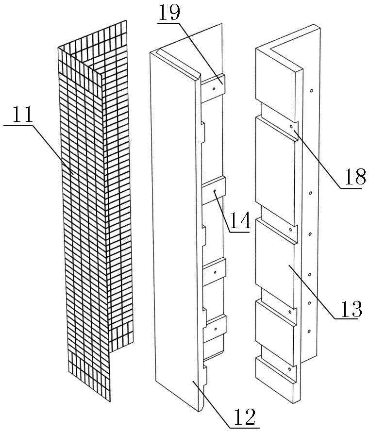 Formwork structure of shear wall corner joint, shear wall cast-in-situ system and construction method