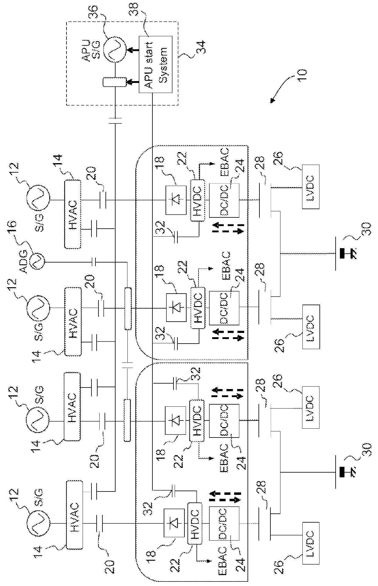 Electrical network of an aircraft