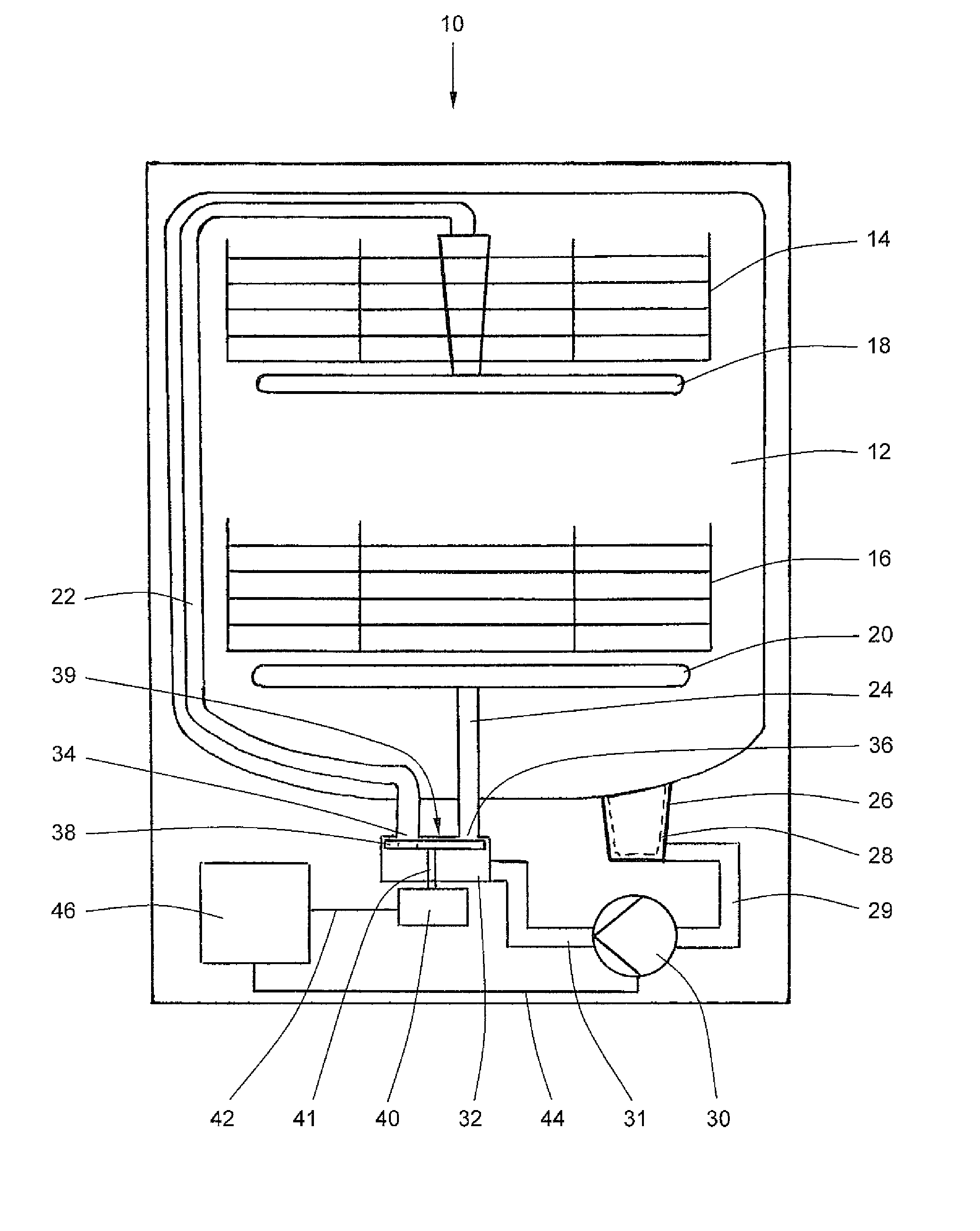 Method for detecting the position of a closure element in a water distribution mechanism