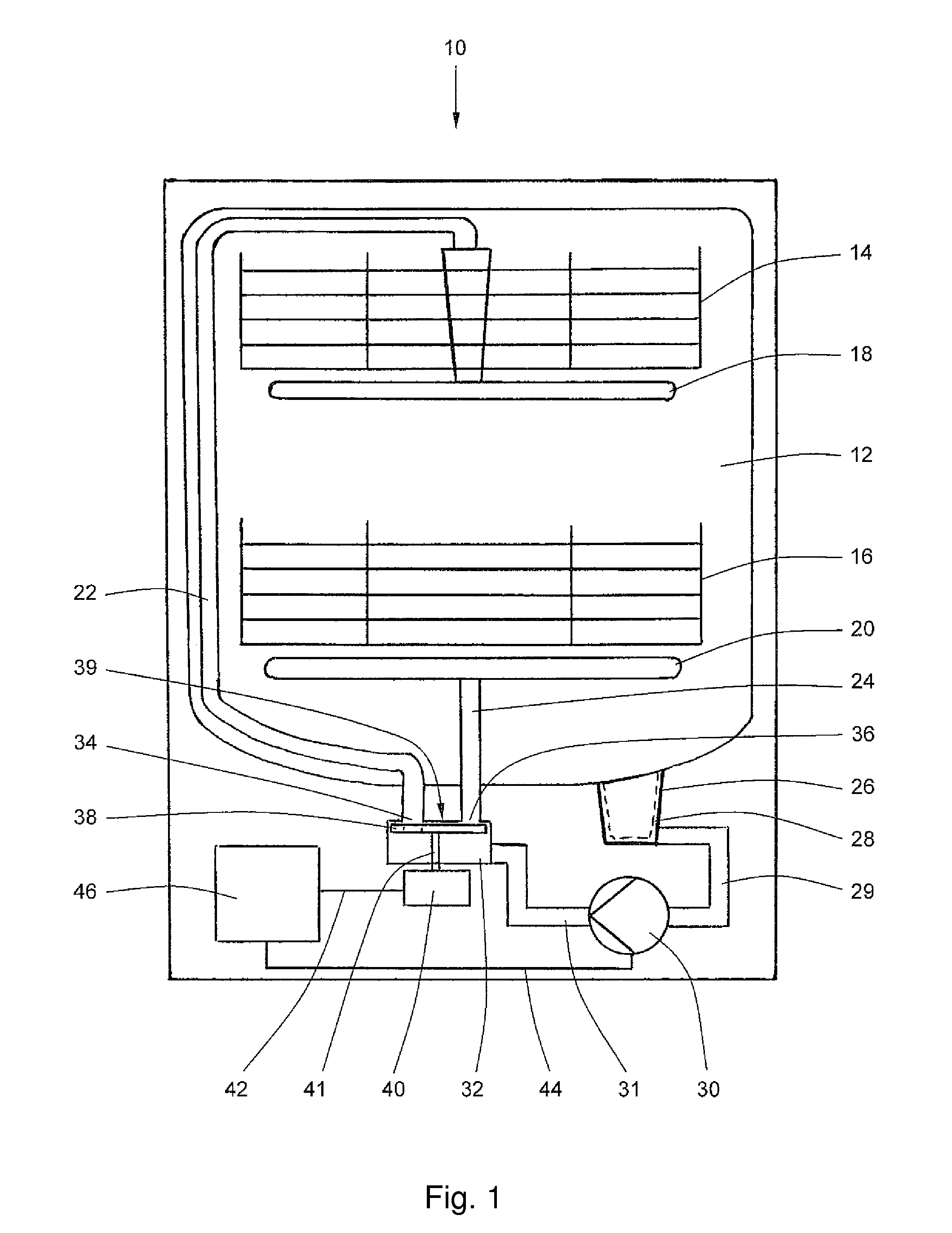 Method for detecting the position of a closure element in a water distribution mechanism