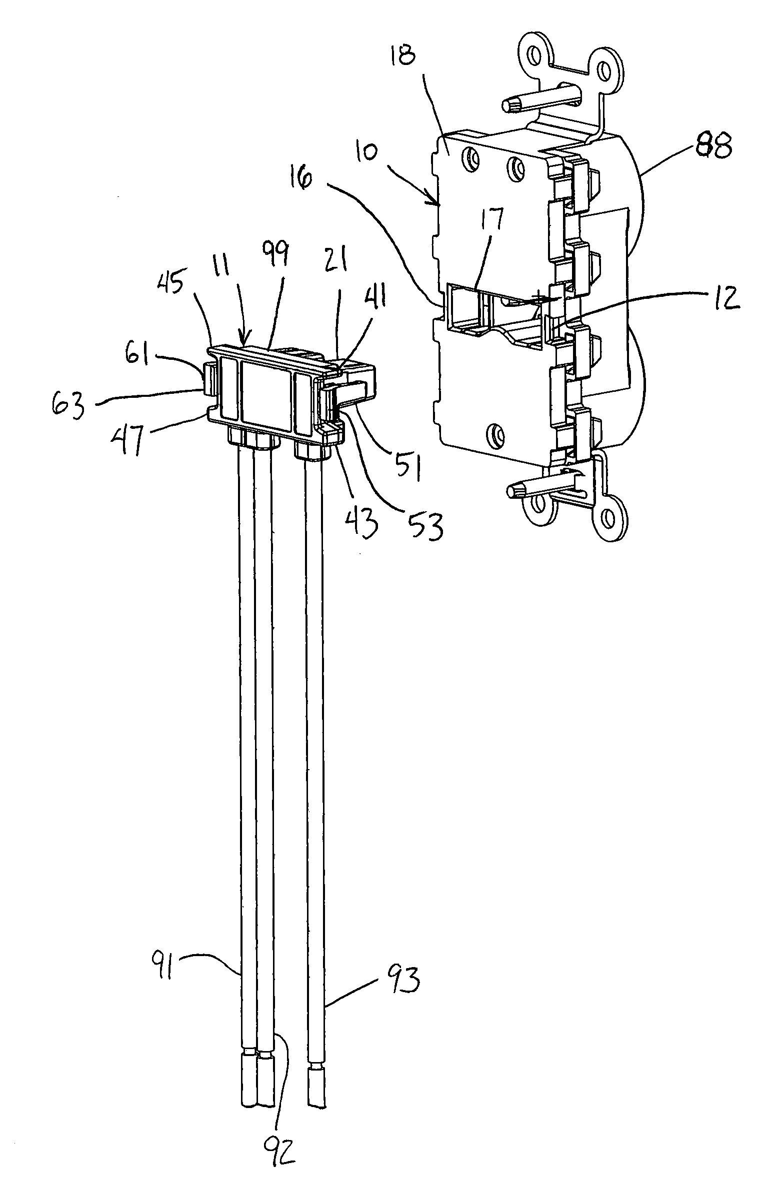 Dual latch electrical plug connector for electrical receptacle