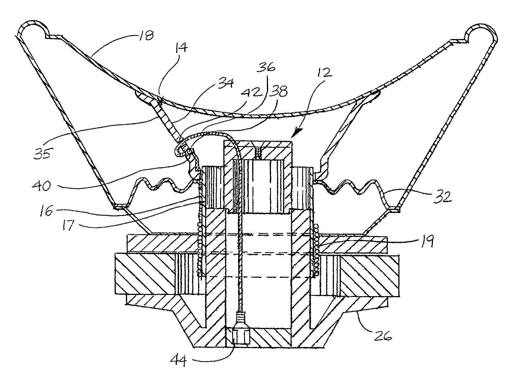 Loudspeaker having an inner lead wire system and related method of protecting the lead wires