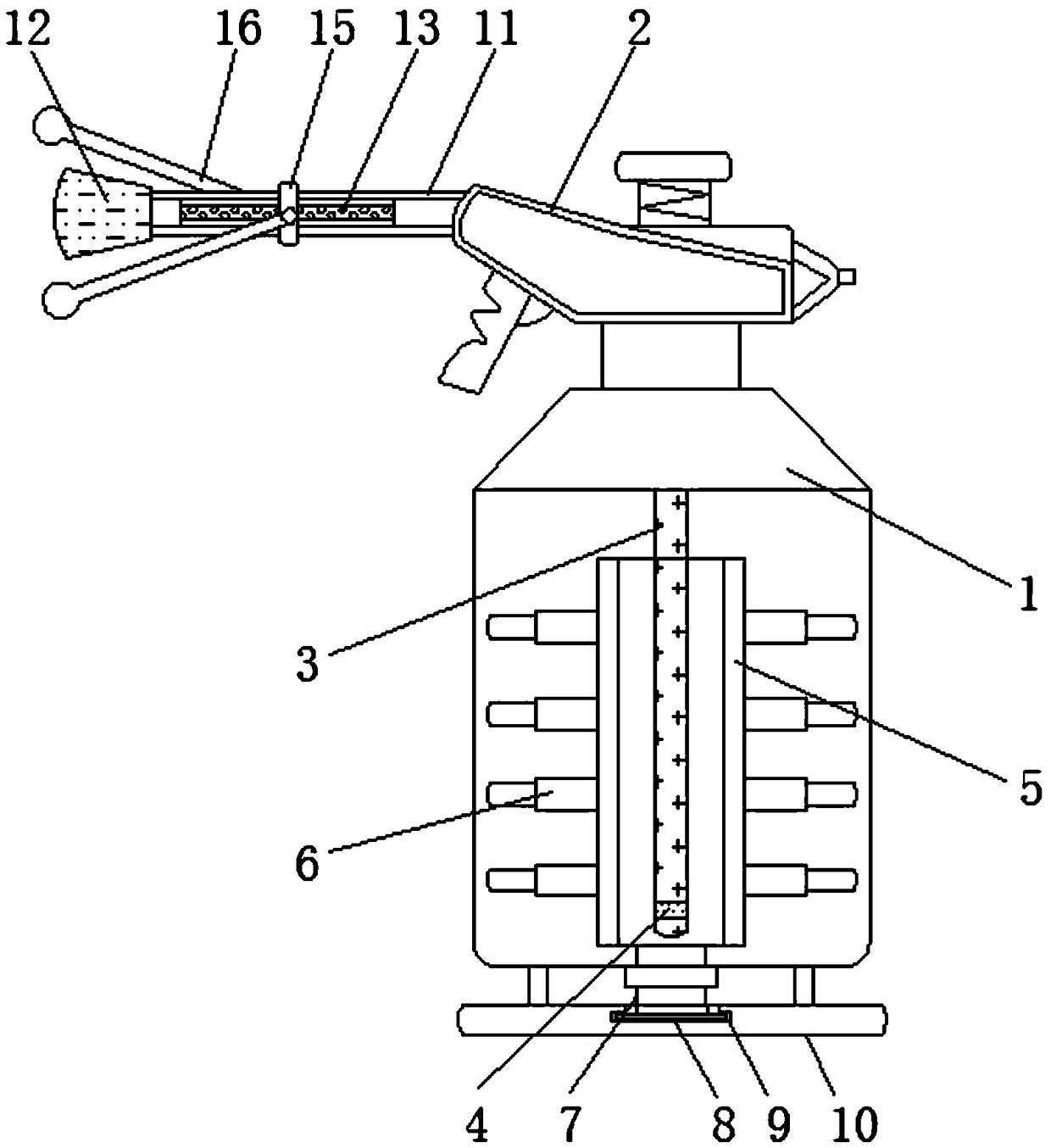 Medicine spraying device with stirring function for otolaryngology department
