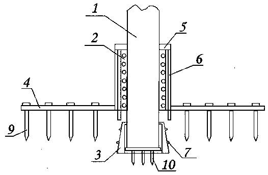 Universal telegraph pole stabilizing base