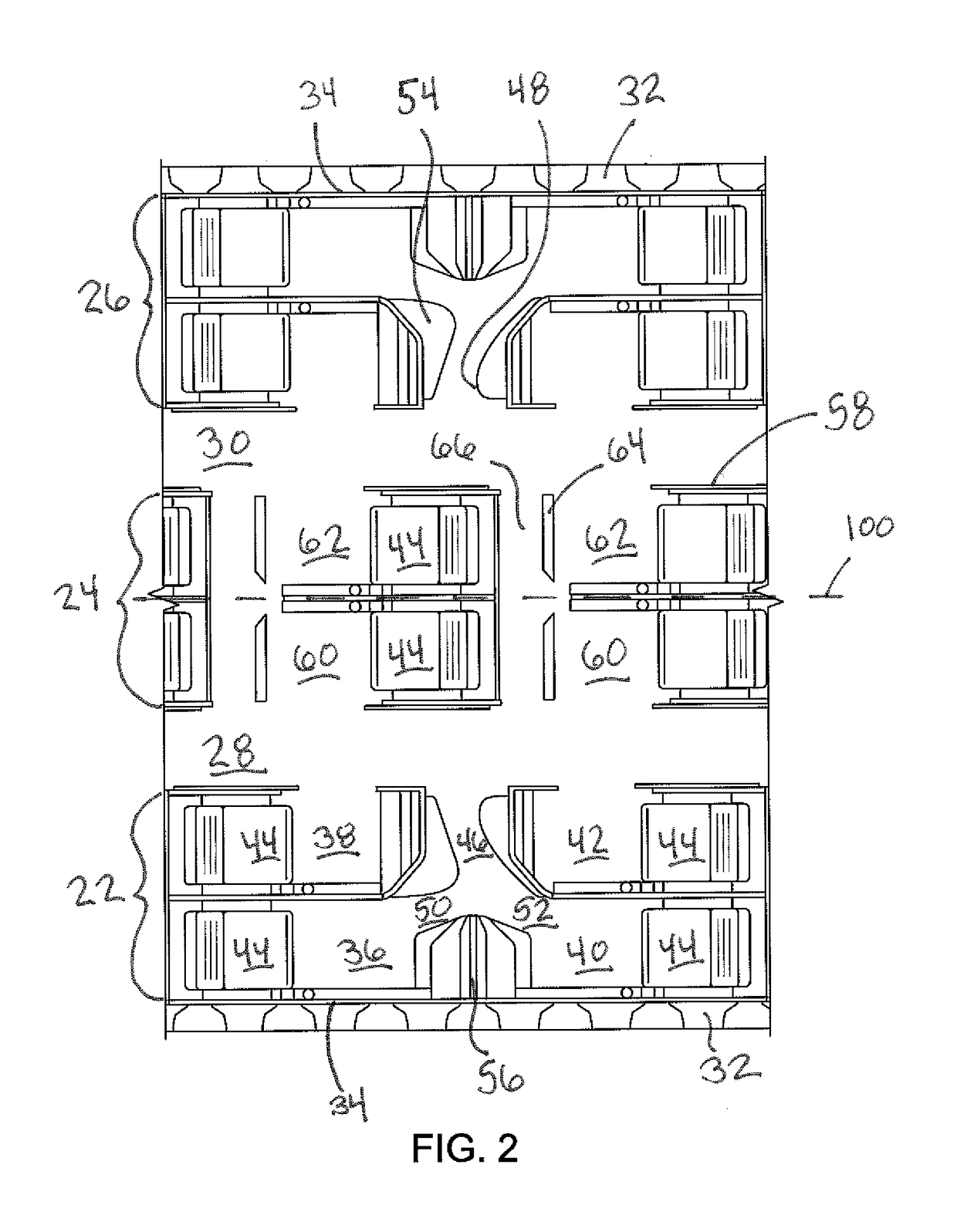 Airliner passenger suite seating arrangements with shared aisle suite access