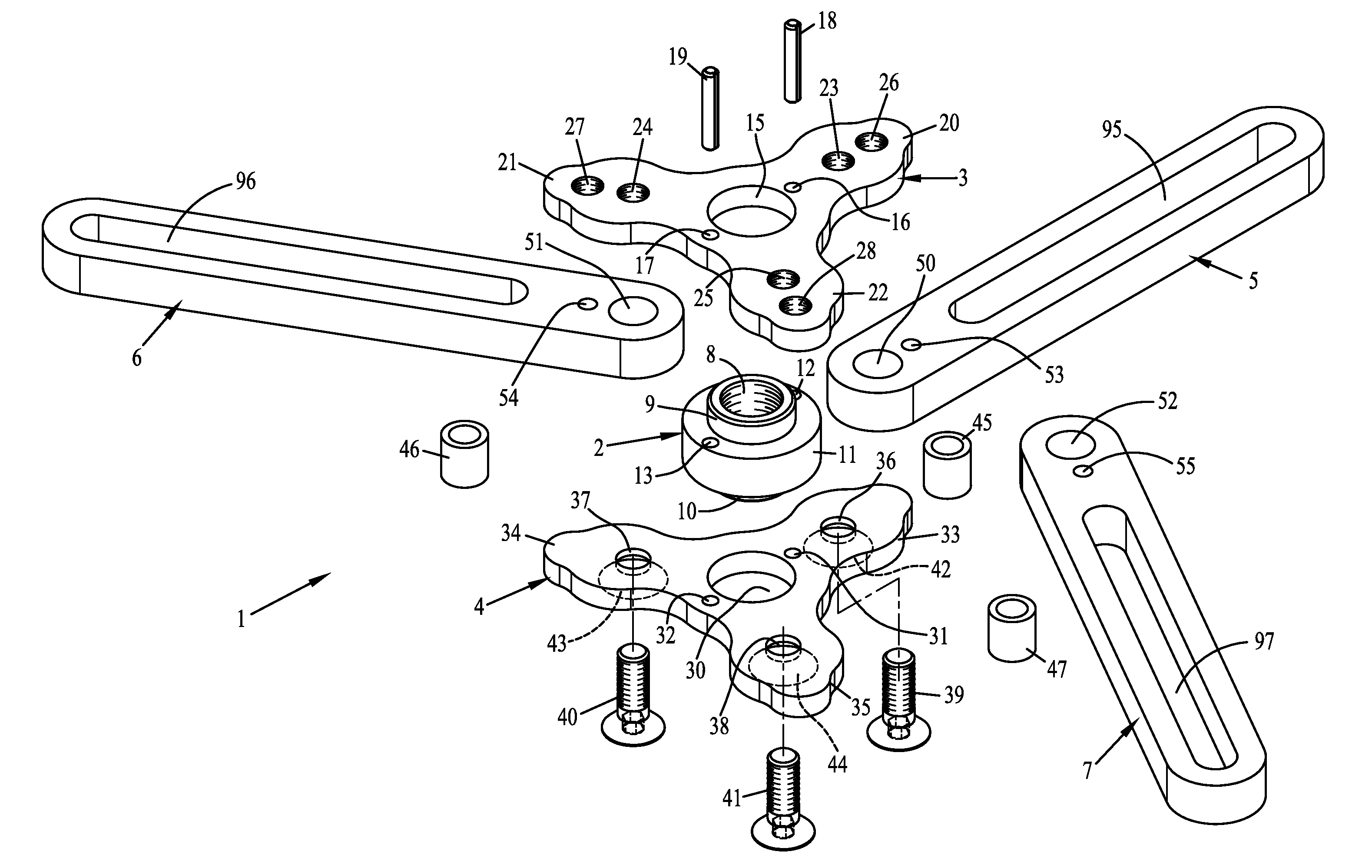 Device for pressing on a double clutch