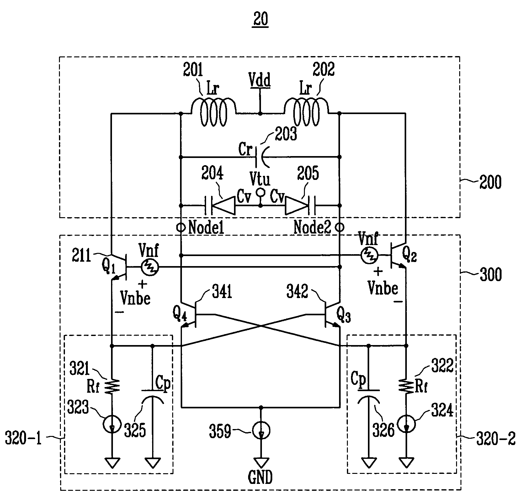 Low phase noise differential LC tank VCO with current negative feedback