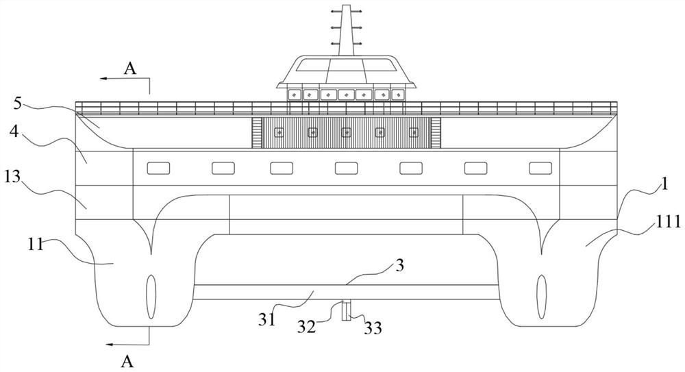 Storm-resistant double-body deck equipment transport ship