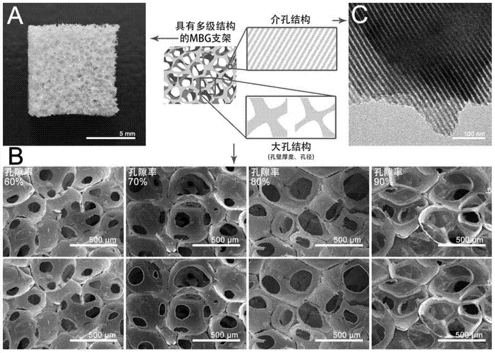 A kind of mesoporous bioglass/polyglyceryl sebacate composite scaffold and its preparation method and application