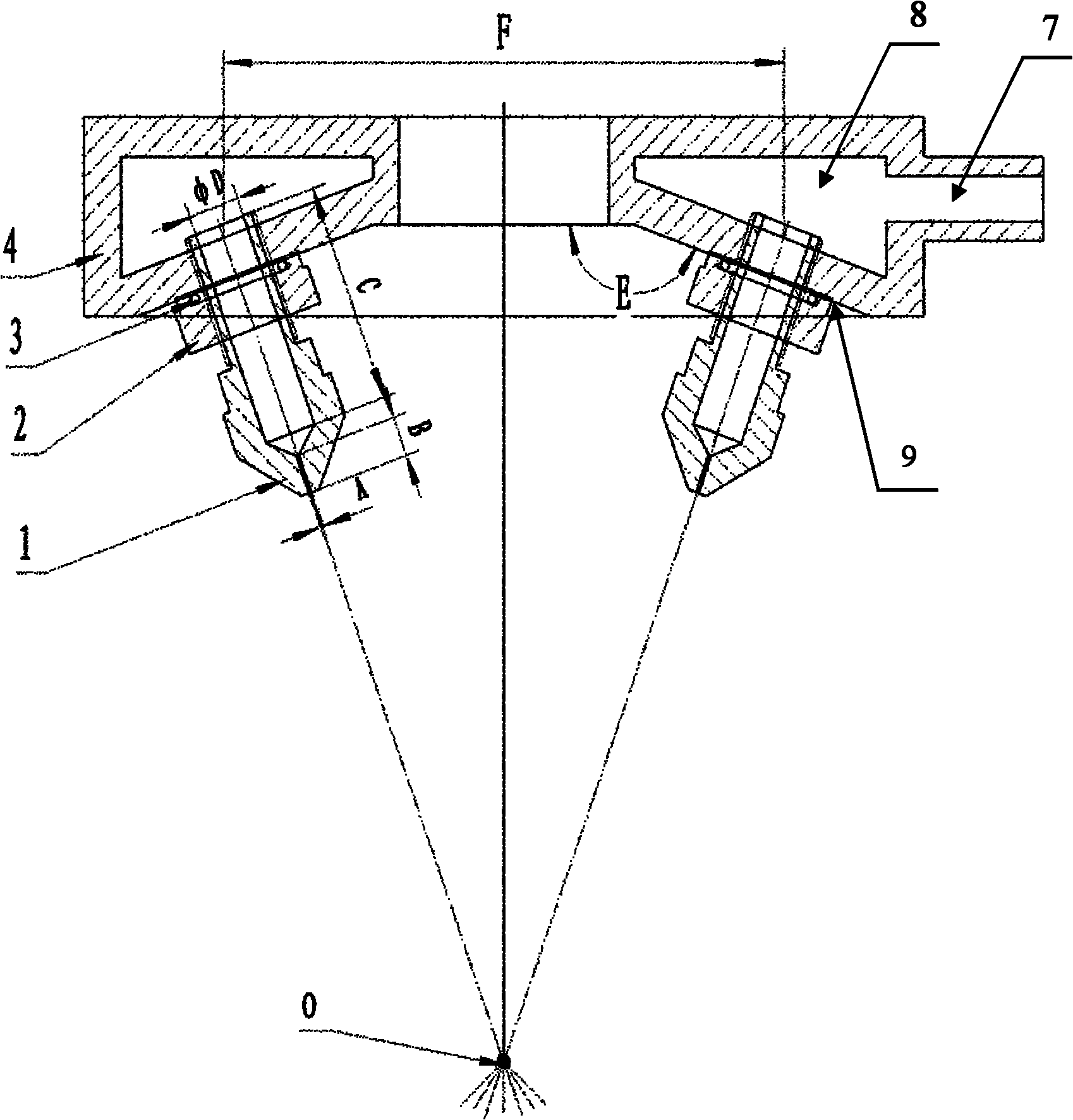 Six-point equilibrum atomization device